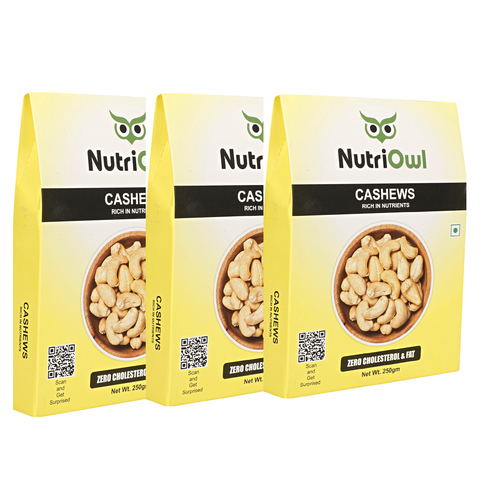 Crunchy and Buttery: Premium Cashews for Snacking and Cooking. (250g Pack of 3)