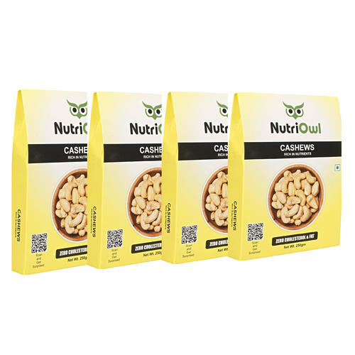 Crunchy and Buttery: Premium Cashews for Snacking and Cooking. (250g Pack of 4)