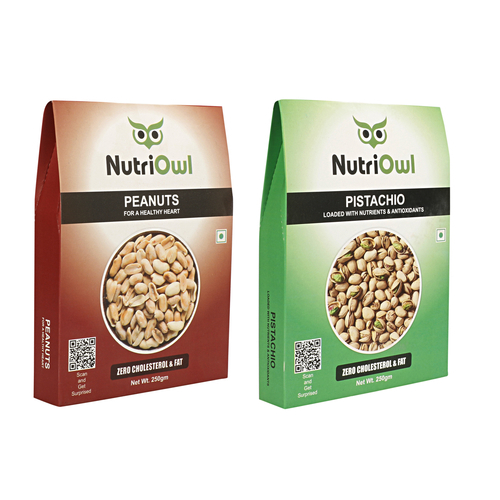 NutriOwl Dry Fruit Combo - Peanuts and Pistachio Rich in Fibers and Antioxidants (500g)