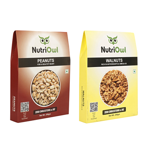 NutriOwl Dry Fruit Combo - Peanuts and Walnuts Rich in Protein and Iron (500g)