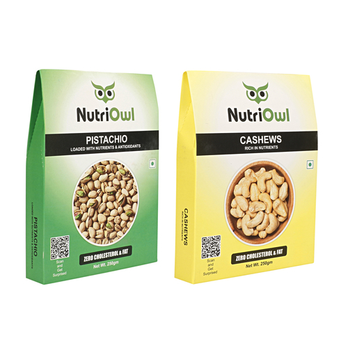 NutriOwl Dry Fruit Combo - Crunchy Cashew & Pistachio Rich in Fibers and Antioxidants (500g)