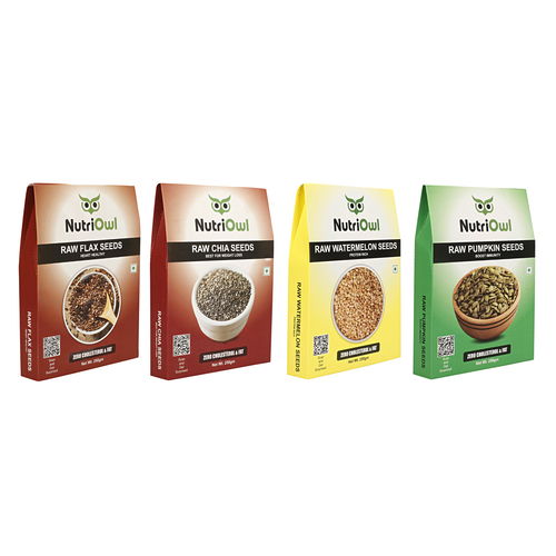 NutriOwl Super Seeds Combo - Flax, Chia, Pumpkin and Watermelon Seeds Rich in Protein, Fiber and Omega-3 (1kg)