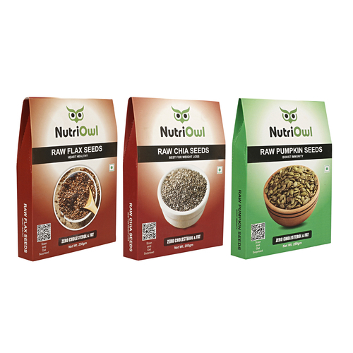 NutriOwl Super Seeds Combo - Flax, Chia and Pumpkin Seeds Rich in Protein, Fiber and Omega-3 (750g)