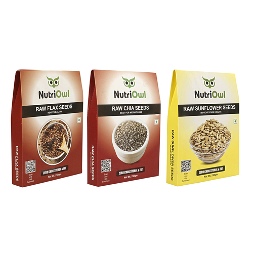 NutriOwl Super Seeds Combo - Flax, Chia and Sunflower Seeds Rich in Protein, Fiber and Omega-3 (750g)