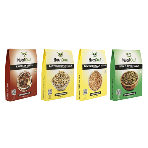 NutriOwl Super Seeds Combo - Flax, Pumpkin, Sunflower and Watermelon Seeds Rich in Protein and Fiber (1kg)