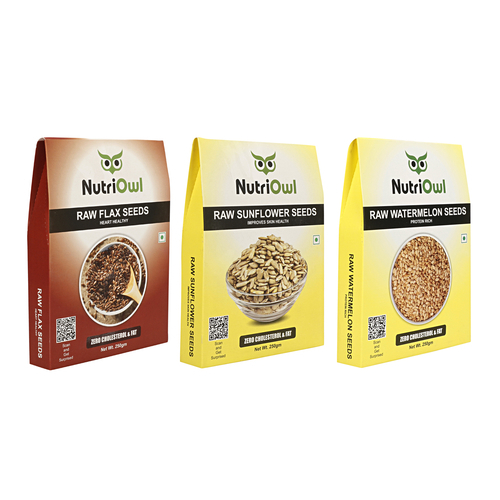 NutriOwl Super Seeds Combo - Flax Seeds, Sunflower Seeds and Watermelon Seeds Rich in Protein, Fiber and Iron (750g)