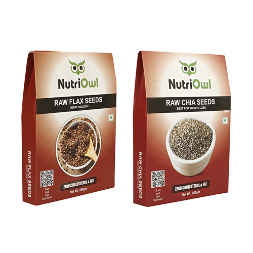 NutriOwl Super Seeds Combo - Flax and Chia Seeds Rich in Protein, Fiber and Omega-3 (500g)