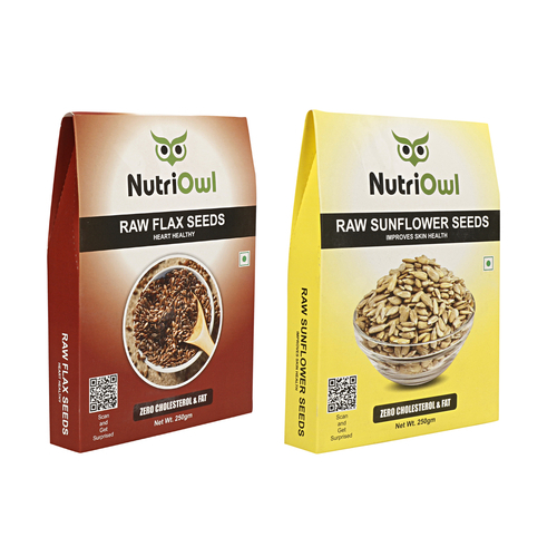 NutriOwl Super Seeds Combo - Flax and Sunflower Seeds Rich in Protein, Fiber and Omega-3 (500g)