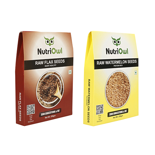 NutriOwl Super Seeds Combo - Flax and Watermelon Seeds Rich in Protein, Fiber and Omega-3 (500g)