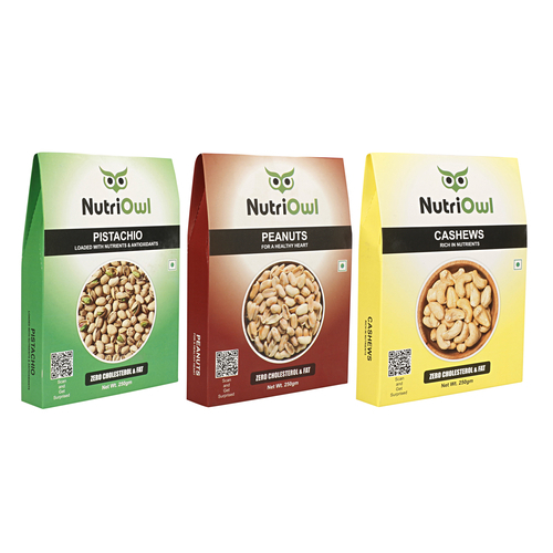 NutriOwl Dry Fruit Combo - Nutritious and Delicious Cashew, Peanuts and Pistachio (750g)