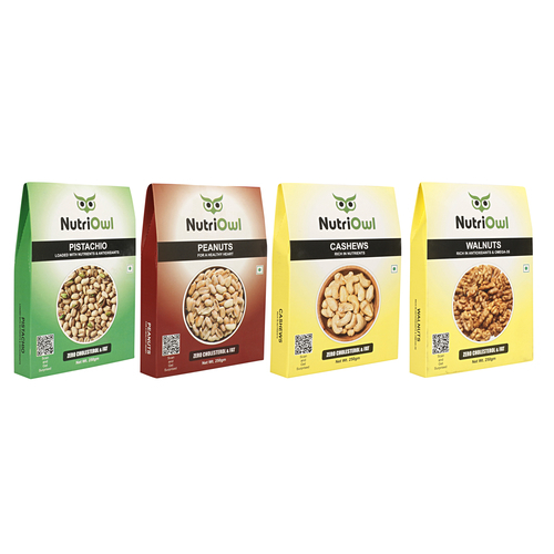 NutriOwl Dry Fruit Combo - Nutritious and Delicious Cashew, Peanuts, Pistachio and Walnuts (1kg)