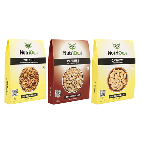 NutriOwl Dry Fruit Combo - Nutritious and Delicious Cashew, Peanuts and Walnuts (750g)