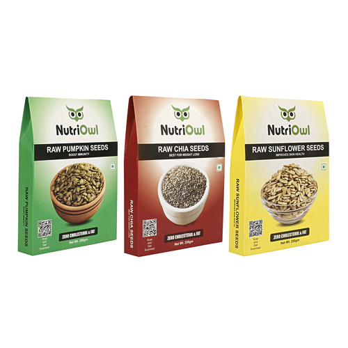 NutriOwl Super Seeds Combo - Chia, Pumpkin and Sunflower Seeds Rich in Protein, Fiber and Energy (750g)