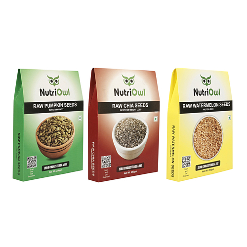 NutriOwl Super Seeds Combo - Chia, Pumpkin and Watermelon Seeds Rich in Protein, Fiber and Energy (750g)