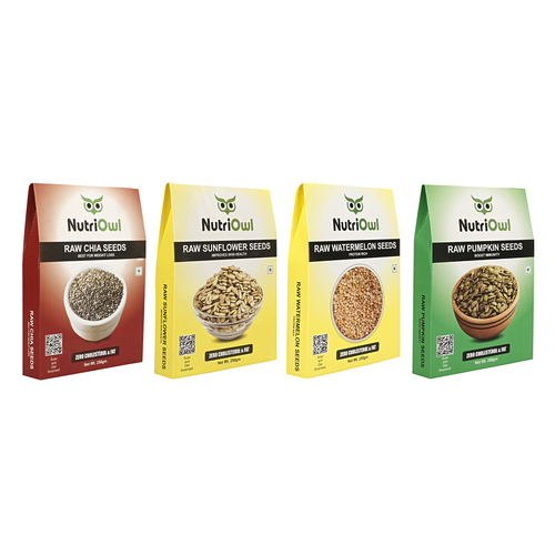 NutriOwl Super Seeds Combo - Chia, Sunflower, Pumpkin and Watermelon Seeds Rich in Protein, Fiber and Iron (1kg)