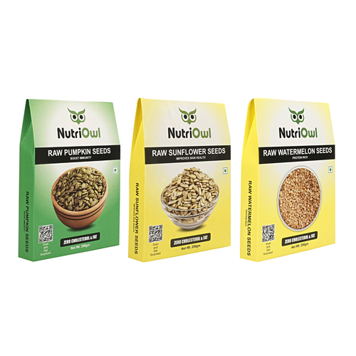 NutriOwl Super Seeds Combo - Pumpkin, Sunflower and Watermelon Seeds Rich in Protein, Fiber and Iron (750g)