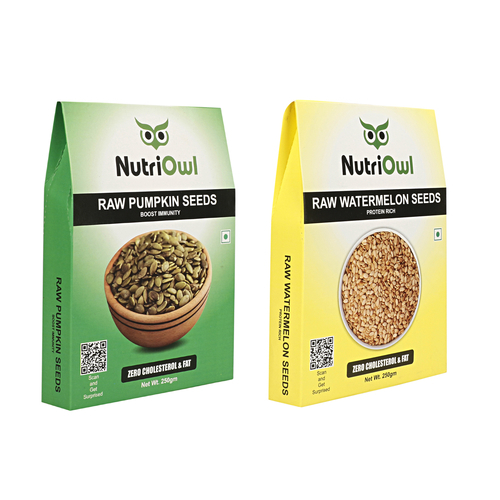 NutriOwl Super Seeds Combo - Pumpkin and Watermelon Seeds Rich in Protein, Fiber and Energy (500g)