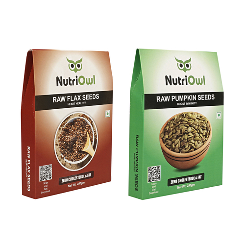 NutriOwl Super Seeds Combo - Flax and Pumpkin Seeds Rich in Protein, Fiber and Omega-3 (500g)
